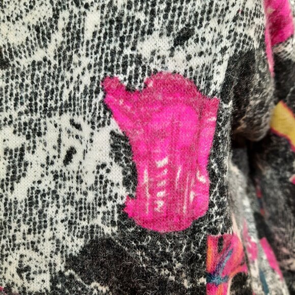 Vintage 80s 90s Pin Up Girl Print Jacket Coat Size M Charcoal Pink Simon Chang - Picture 4 of 12